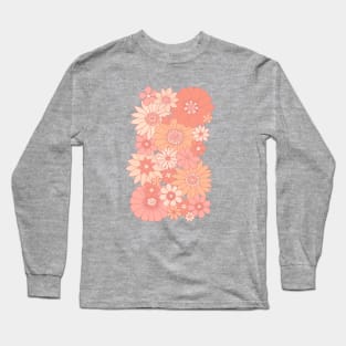 Retro Daisy Floral - Peach Long Sleeve T-Shirt